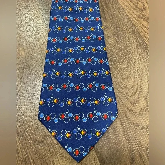 Salvatore Ferragamo blue angel tropical fish 100% silk neck tie